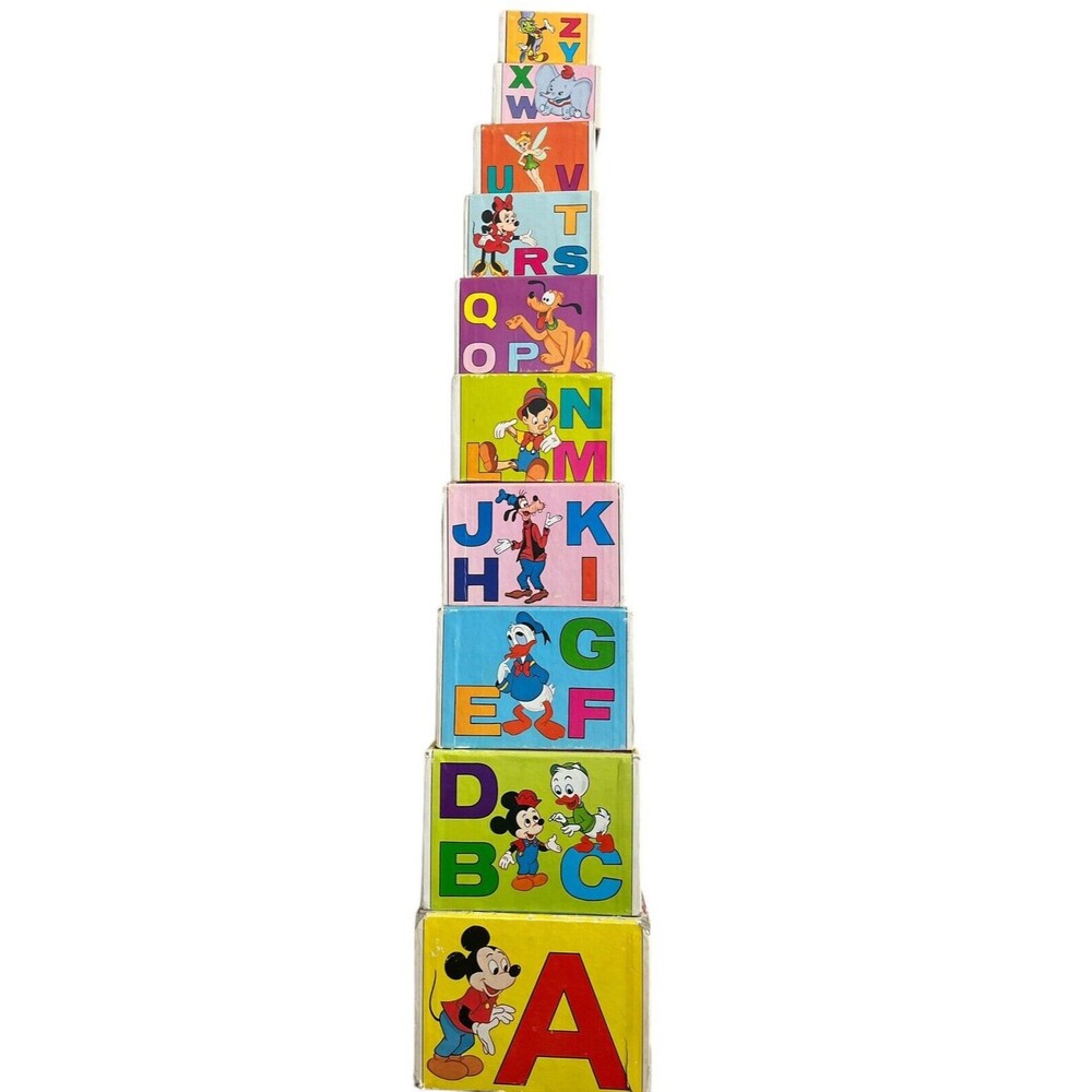 Vimtage Walt Disney Stacking 10 Boxes- Mickey Mouse, Donald Duck-1980s